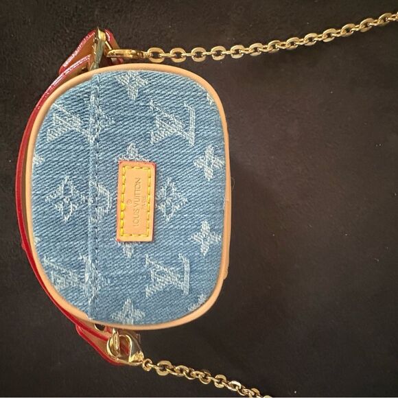 Hello kitty upcycled Louis Vuitton Denim Crossbody Bag with Chain - Picture 6 of 10